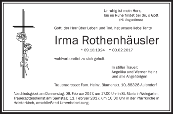 Zur Gedenkseite von Irma Rothenhäusler